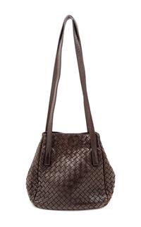 Bottega Veneta Intrecciato Brown Leather Handbag, 1980-2000s