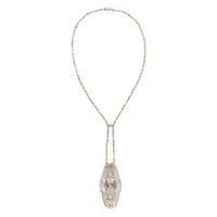 Diamond, Platinum, and Bicolor Gold Necklace
