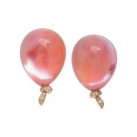 VHERNIER, ROCK CRYSTAL, RHODOCHROSITE AND DIAMOND BALLOON EARCLIPS