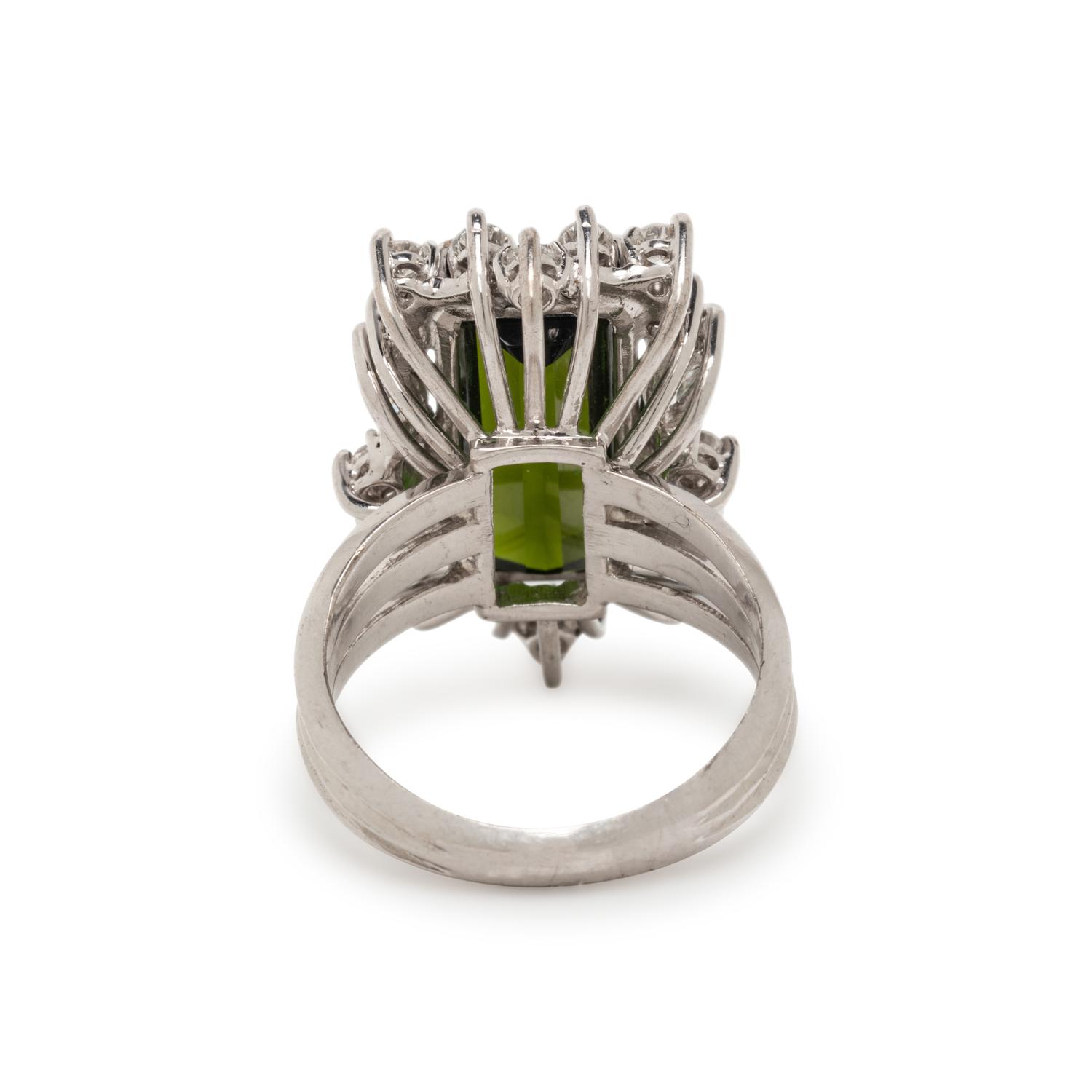 GREEN TOURMALINE AND DIAMOND RING