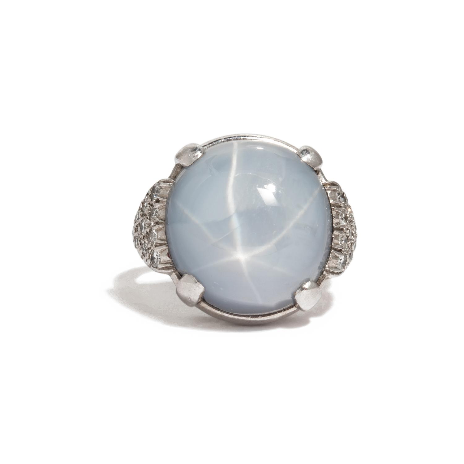 STAR SAPPHIRE AND DIAMOND RING