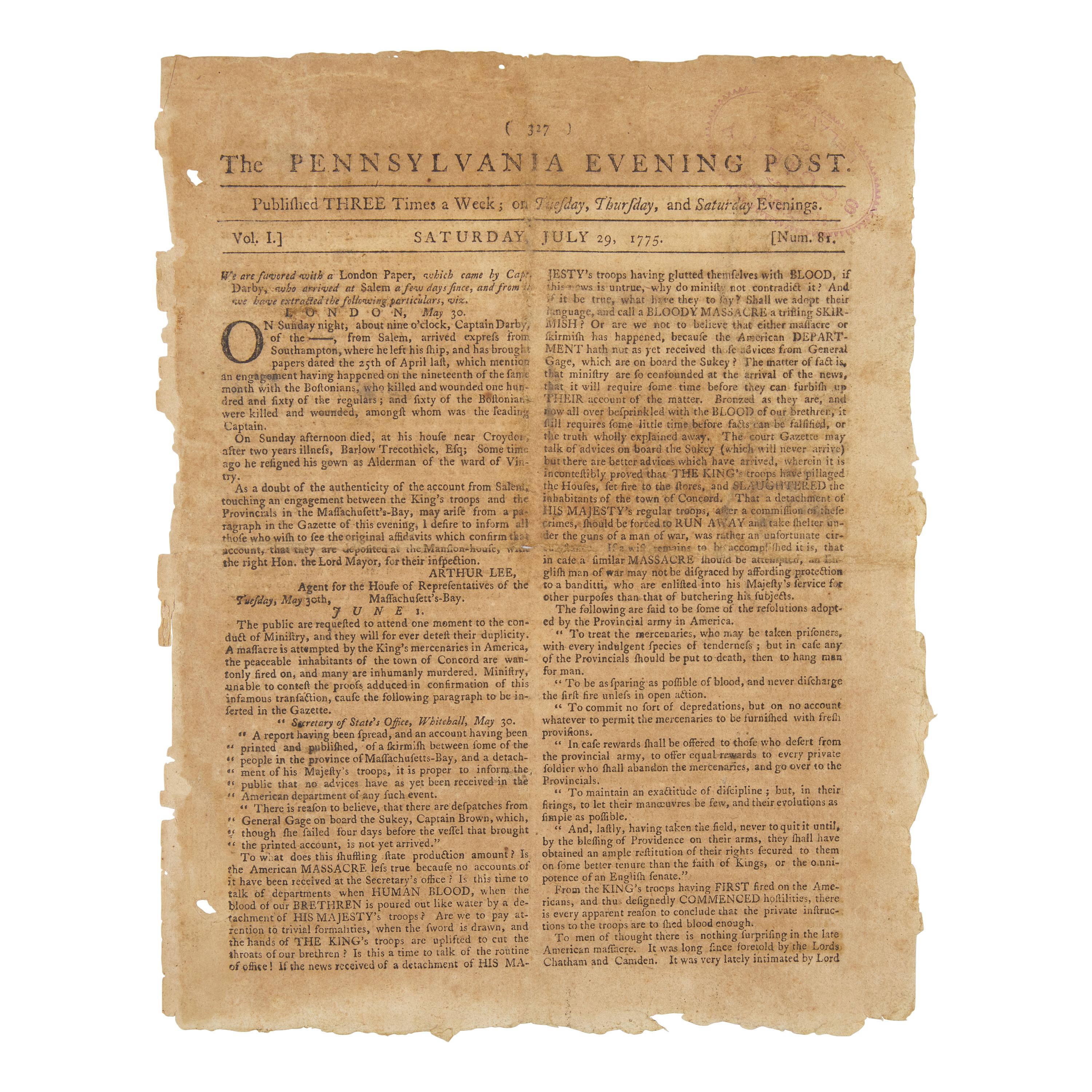 [American Revolution] The British Reaction to the Battles of Lexington and Concord