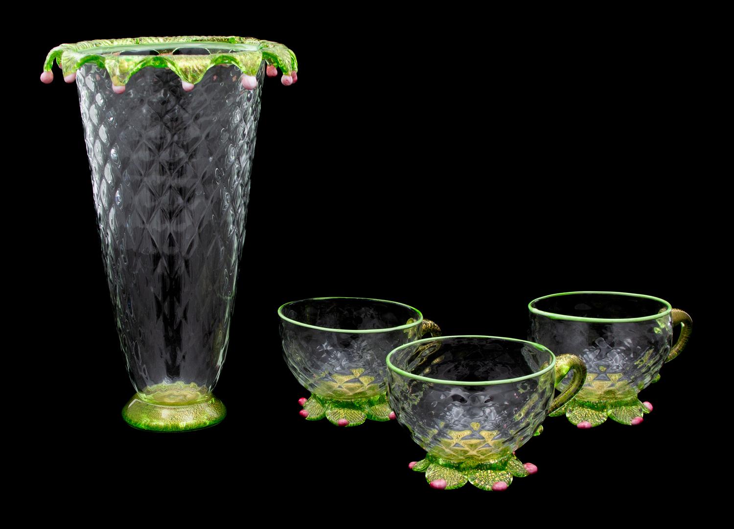 A Group of Venetian Blown Glassware Height of tallest 10 3/8 inches. — 20TH CENTURY