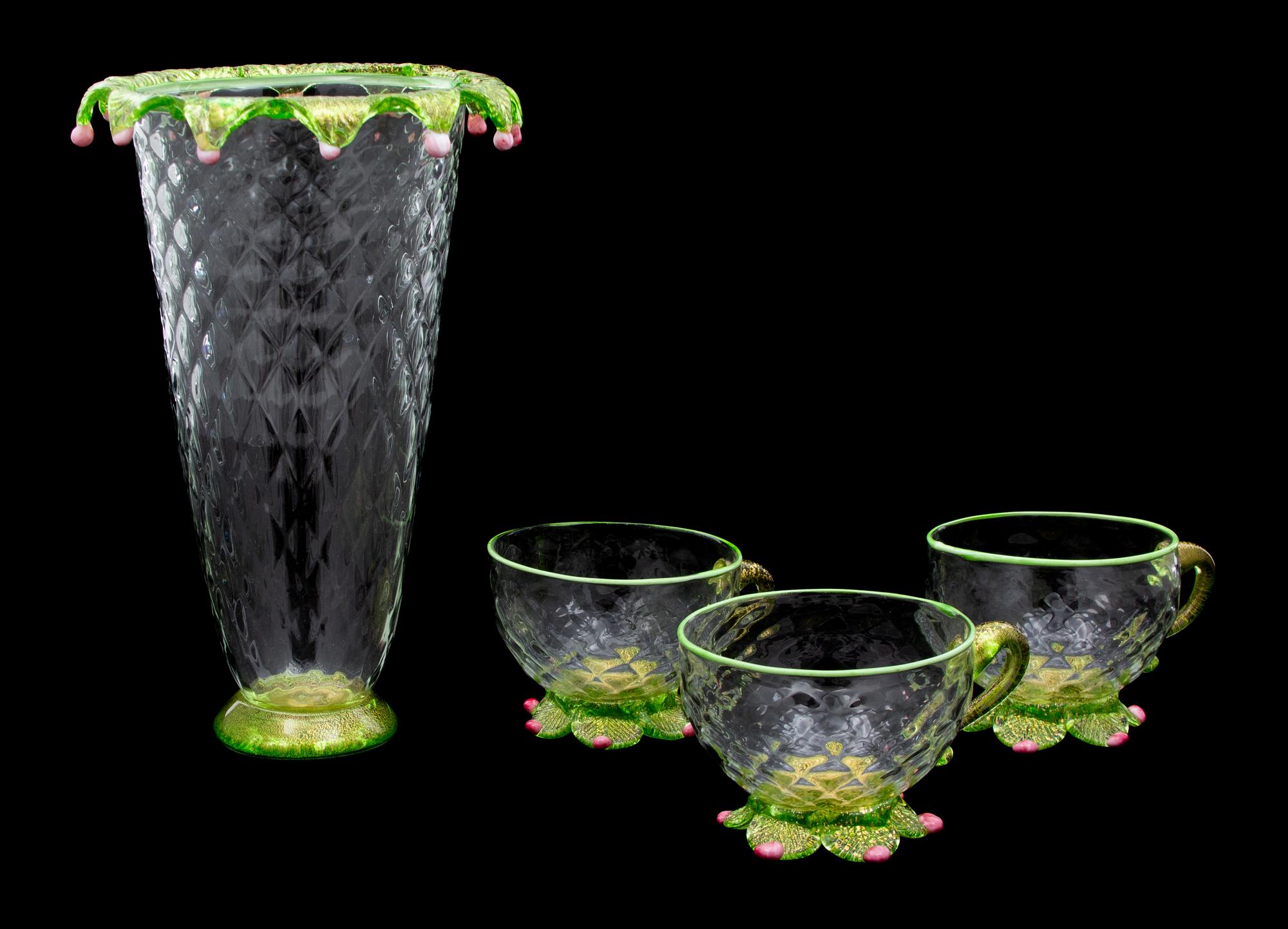A Group of Venetian Blown Glassware Height of tallest 10 3/8 inches. — 20TH CENTURY