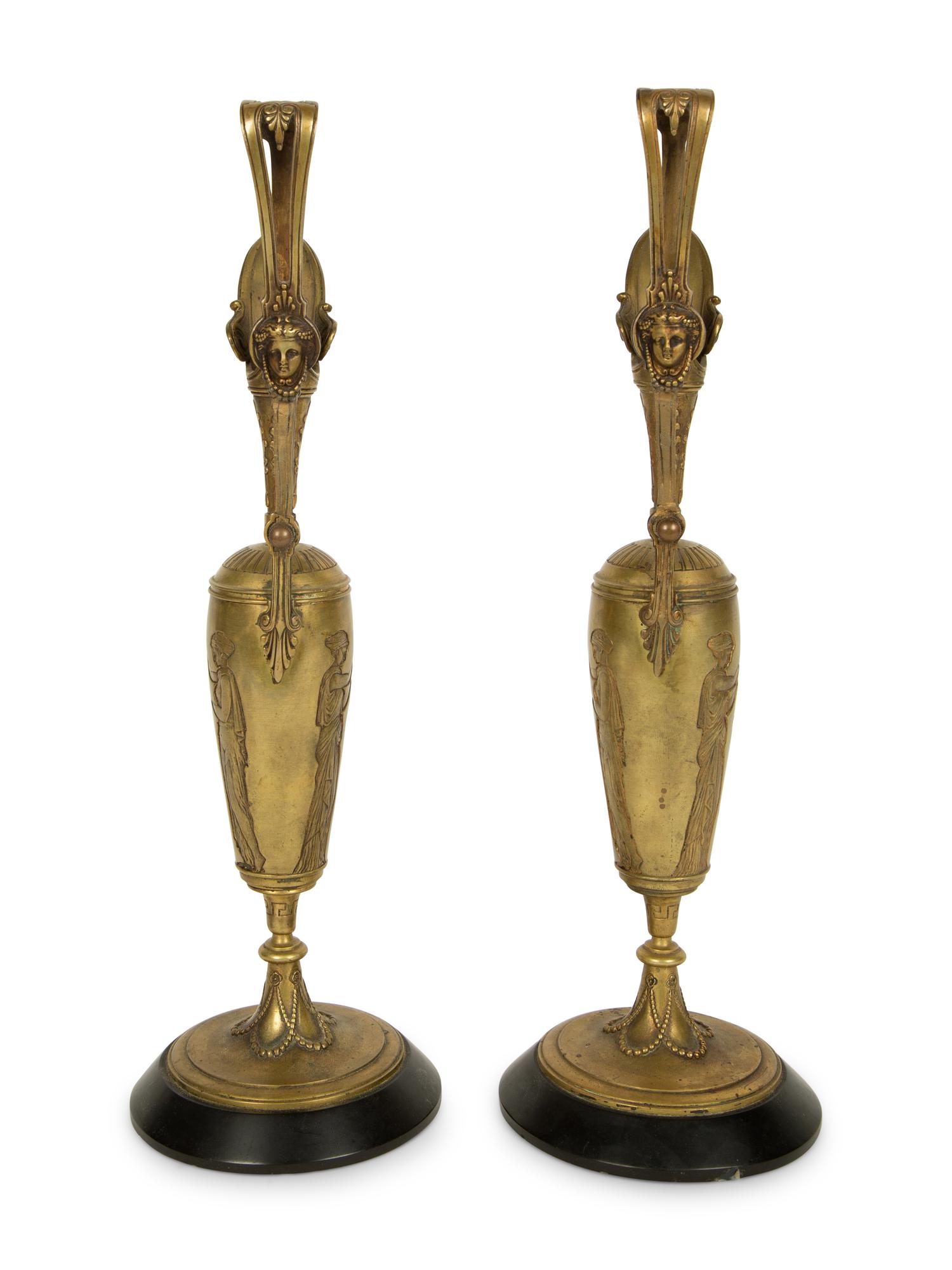 A Pair of Neoclassical Gilt Bronze Ewers — 19TH/20TH CENTURY