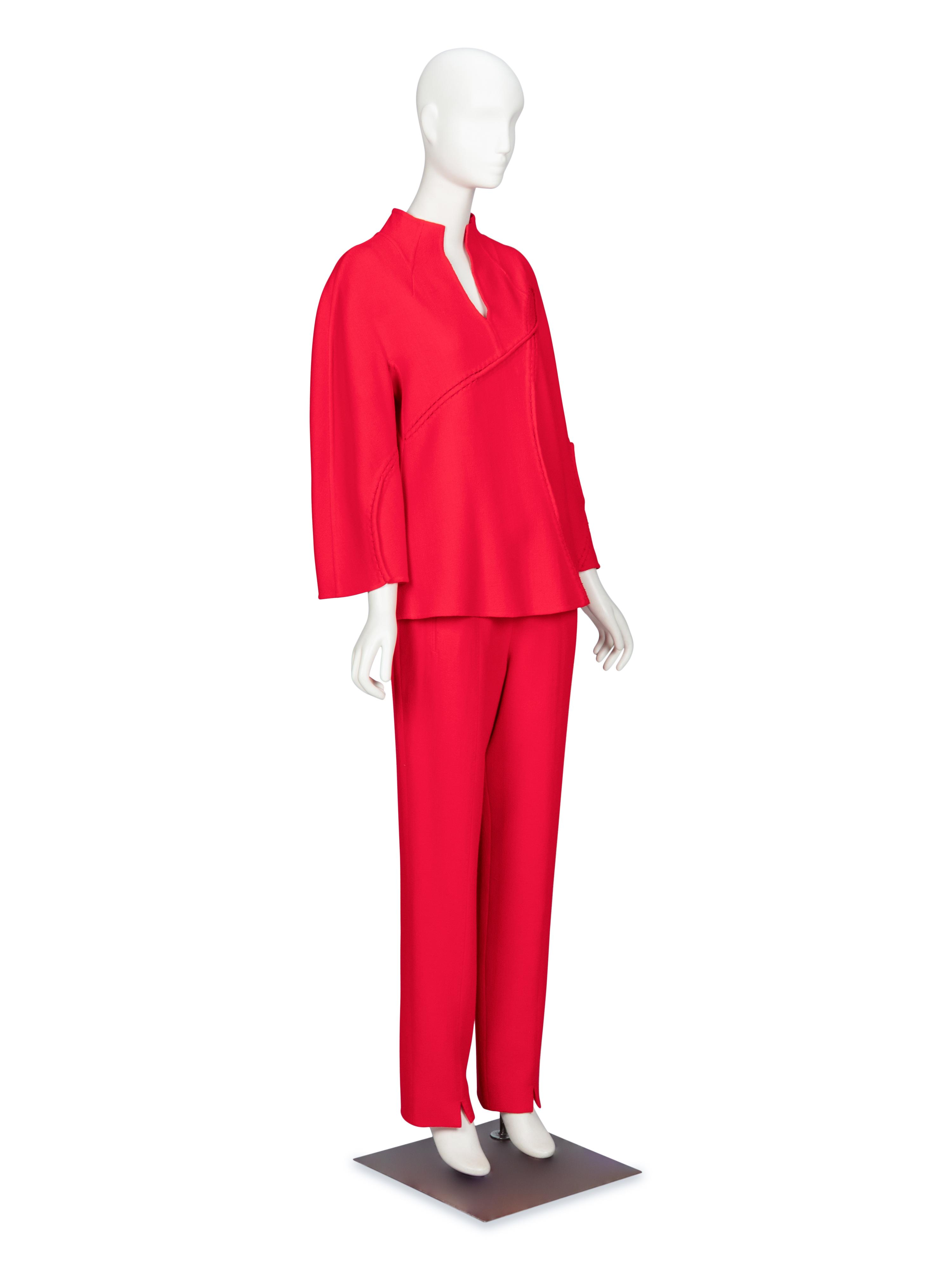 Ralph Rucci, Red Crêpe Pantsuit Ensemble