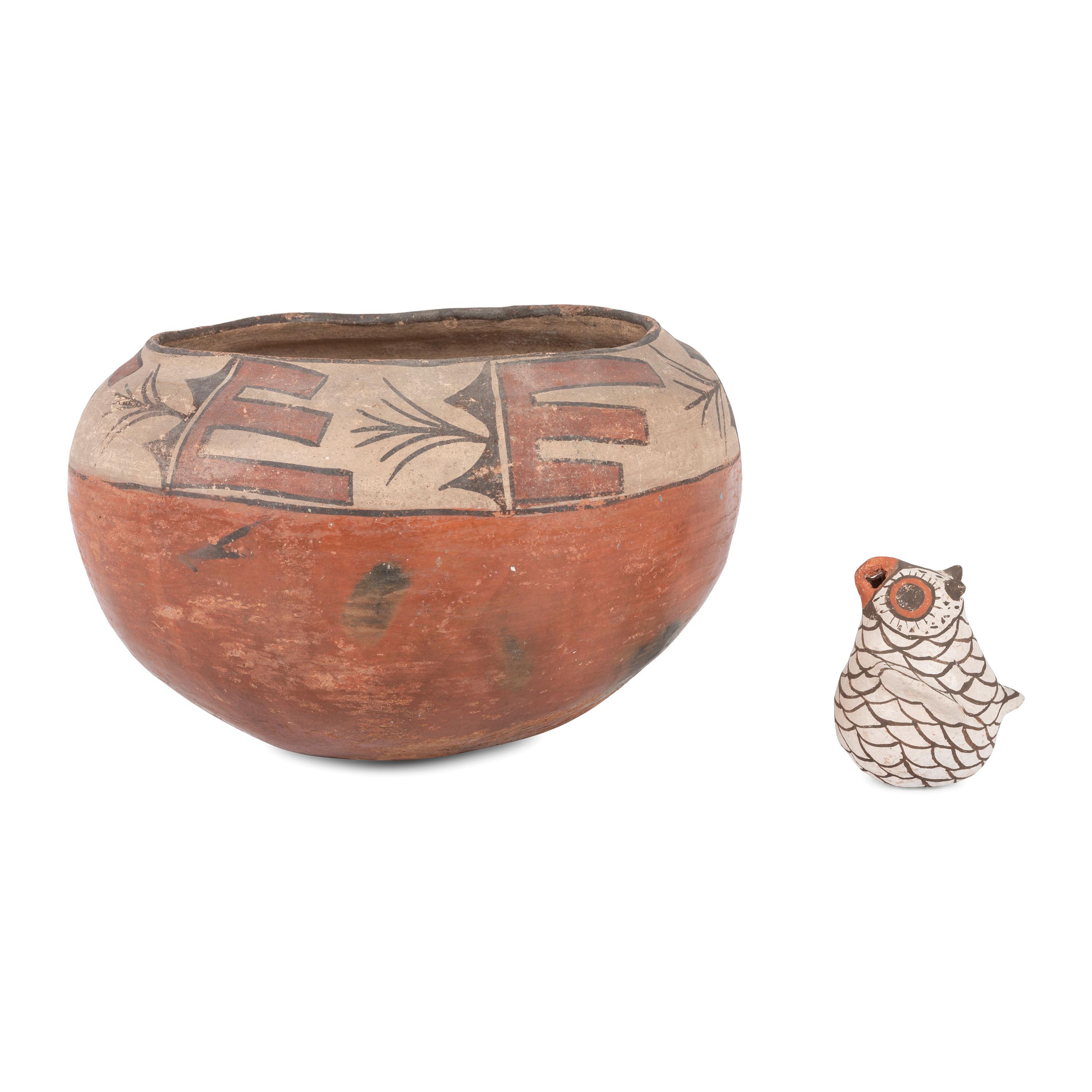 Zuni Owl and Zia Bowl
