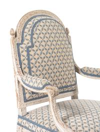 A Pair of Louis XVI Provincial White-Painted Fauteuils
