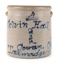 An Ohio Script Decorated Four Gallon Stoneware Crock