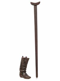 [CIVIL WAR]. Crutch with carved initials and boot.