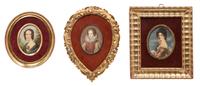 A Collection of Seven Painted and Printed Portrait Miniatures Height of tallest overall 9 1/2 inches. — VARIOUS VINTAGES
