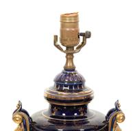 A Pair of Sèvres Style Porcelain Urns Mounted as Lamps