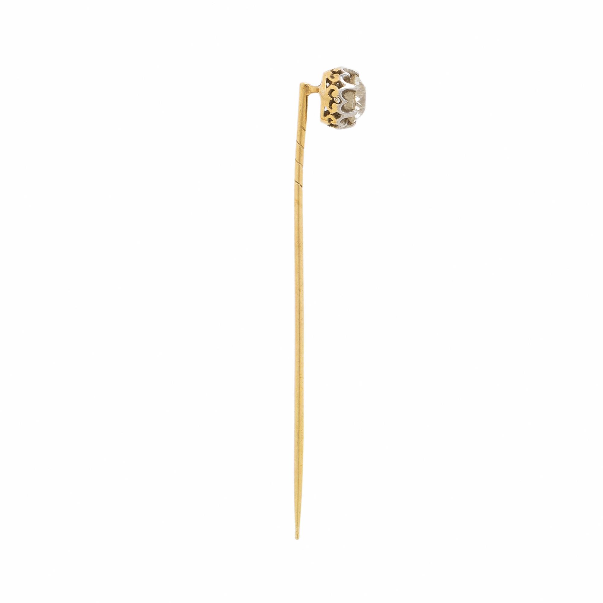 Diamond and Yellow Gold Stick Pin