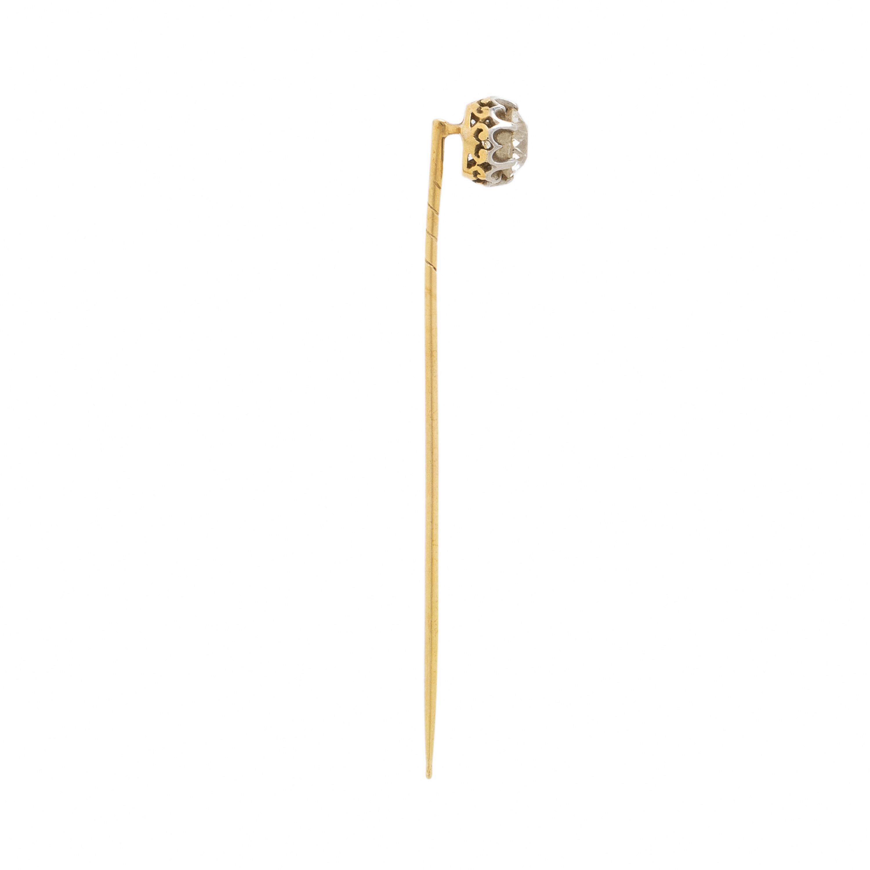 Diamond and Yellow Gold Stick Pin