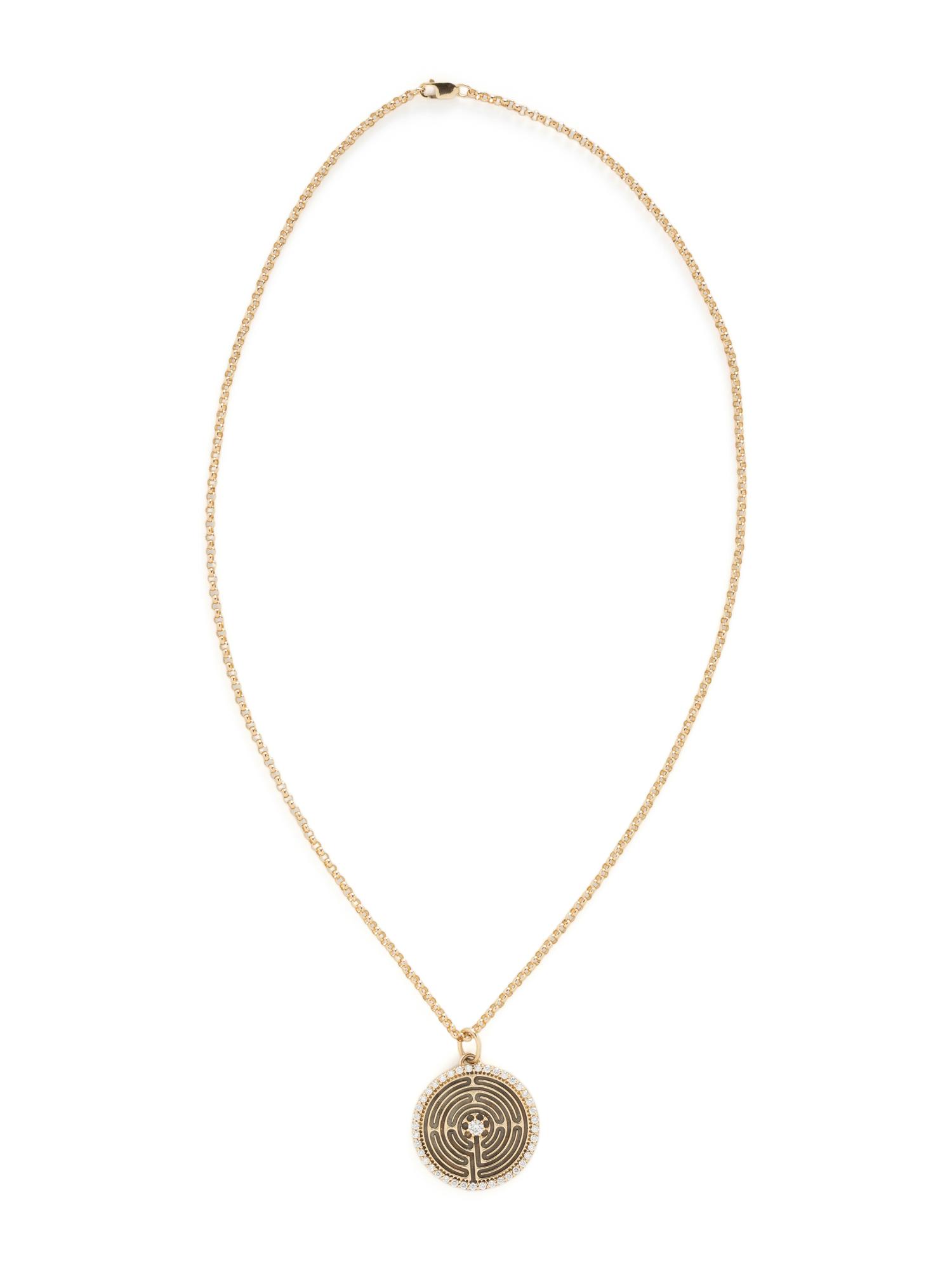 YELLOW GOLD AND DIAMOND LABYRINTH PENDANT NECKLACE