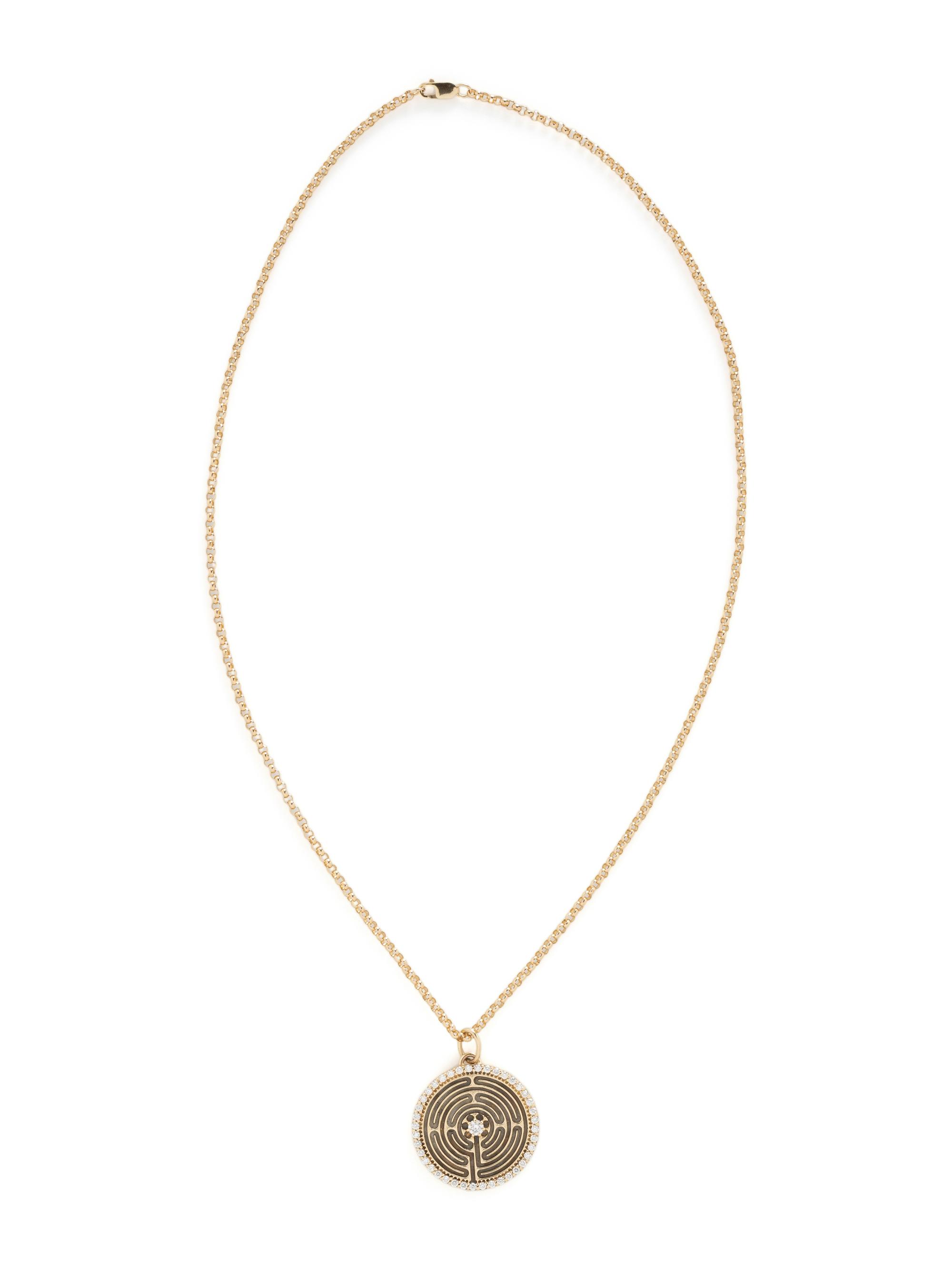 YELLOW GOLD AND DIAMOND LABYRINTH PENDANT NECKLACE
