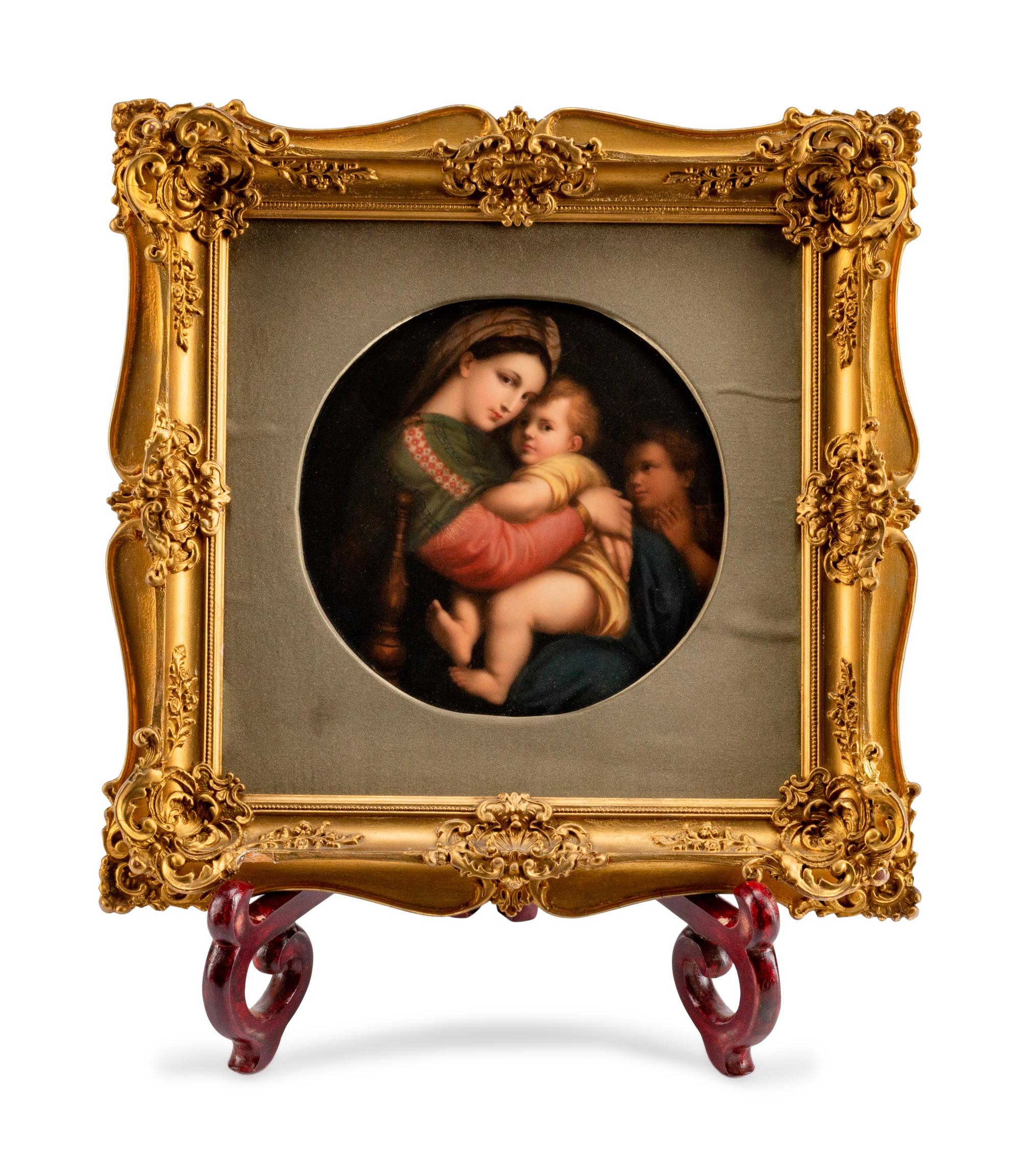A German Porcelain Circular Plaque: Madonna della Seggiola — AFTER RAPHAEL, LATE 19TH CENTURY