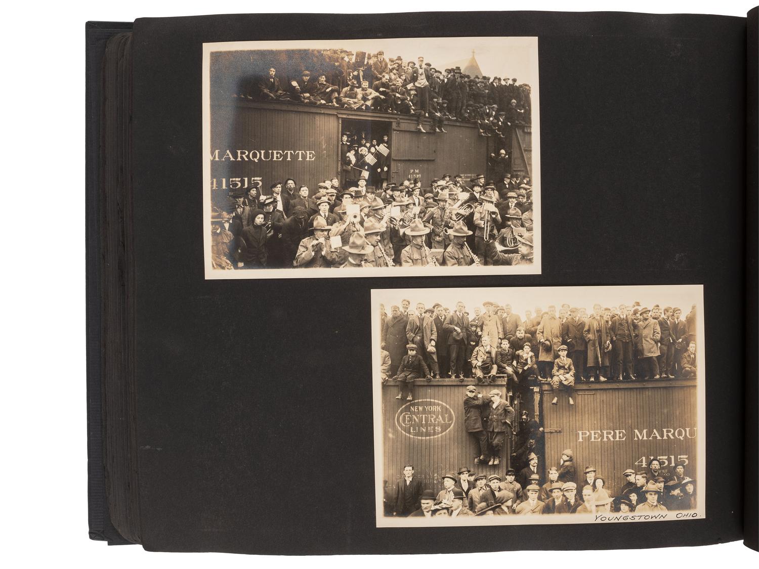 Americana Album containing approx. 350 photographs documenting the journey of the Liberty Bell from Philadelphia to San Francisco for the Panama-Pacific Exposition. 1915.