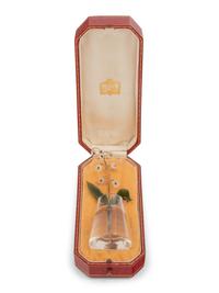 An Important Cartier Carved Rock Crystal, Aventurine and Moonstone Lily of the Valley Flower Study