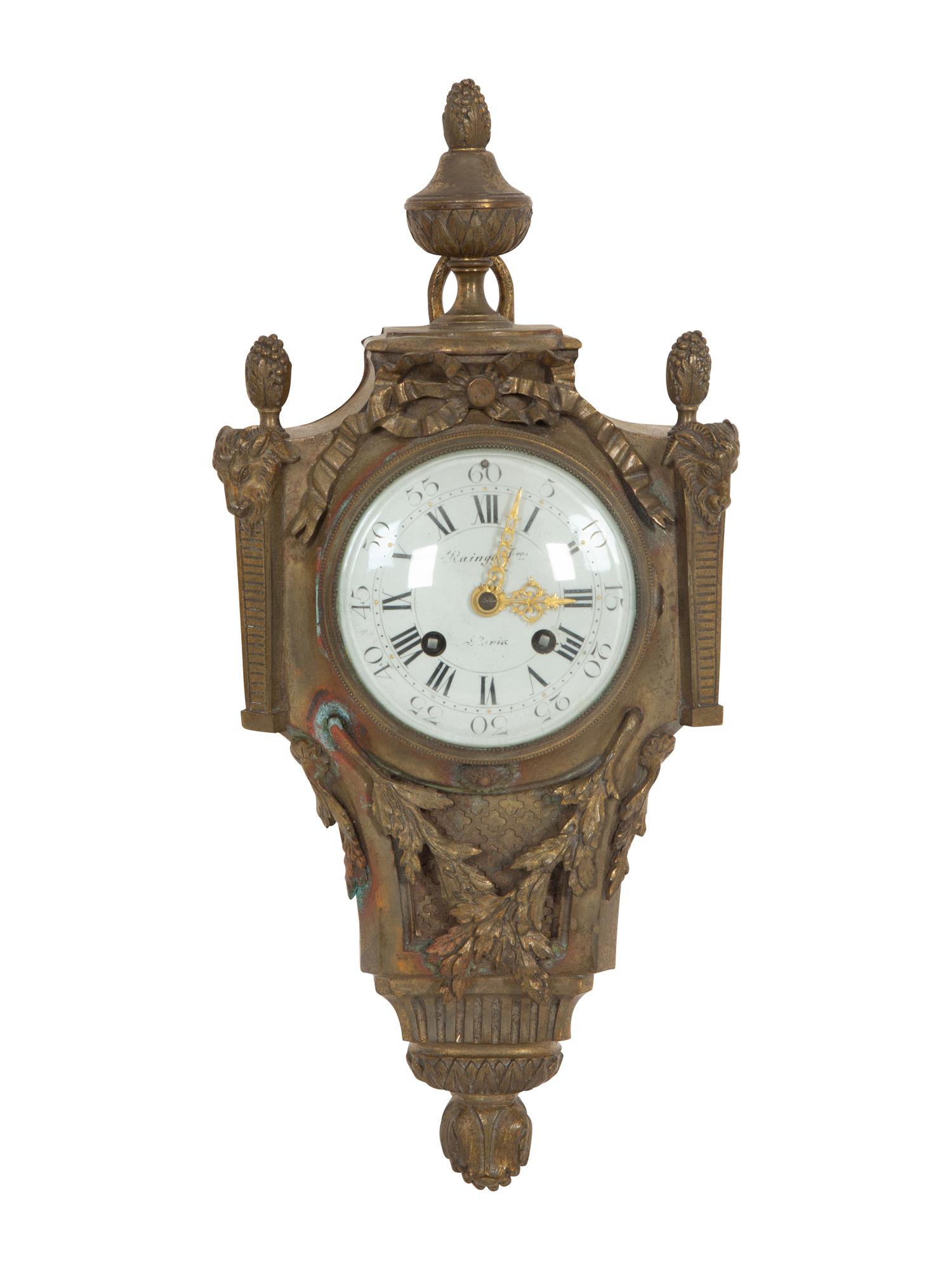 A Rango Freres Gilt Bronze Cartel Clock