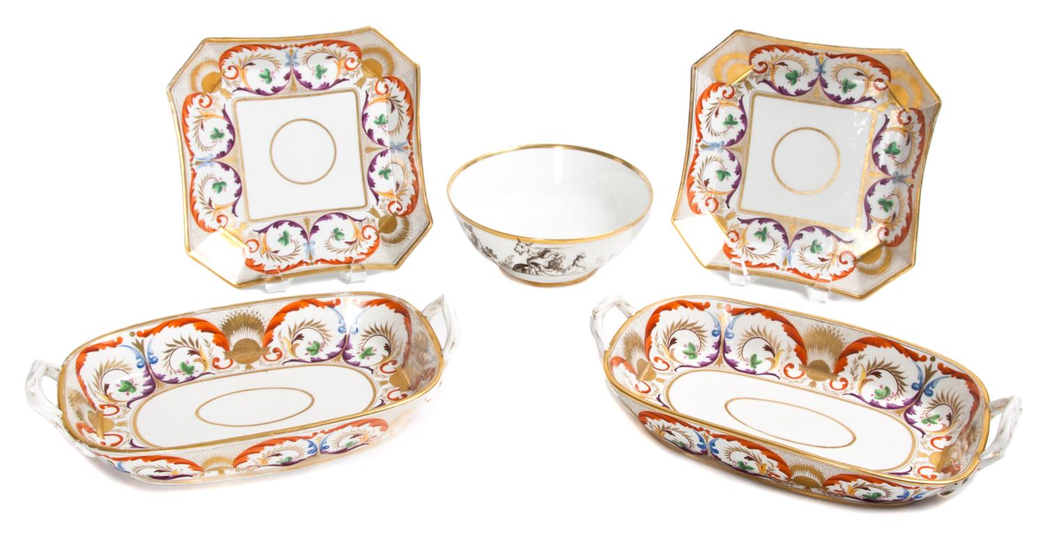Five Pieces of Old Paris Porcelain Width of largest 12 1/4 inches. — 20TH CENTURY