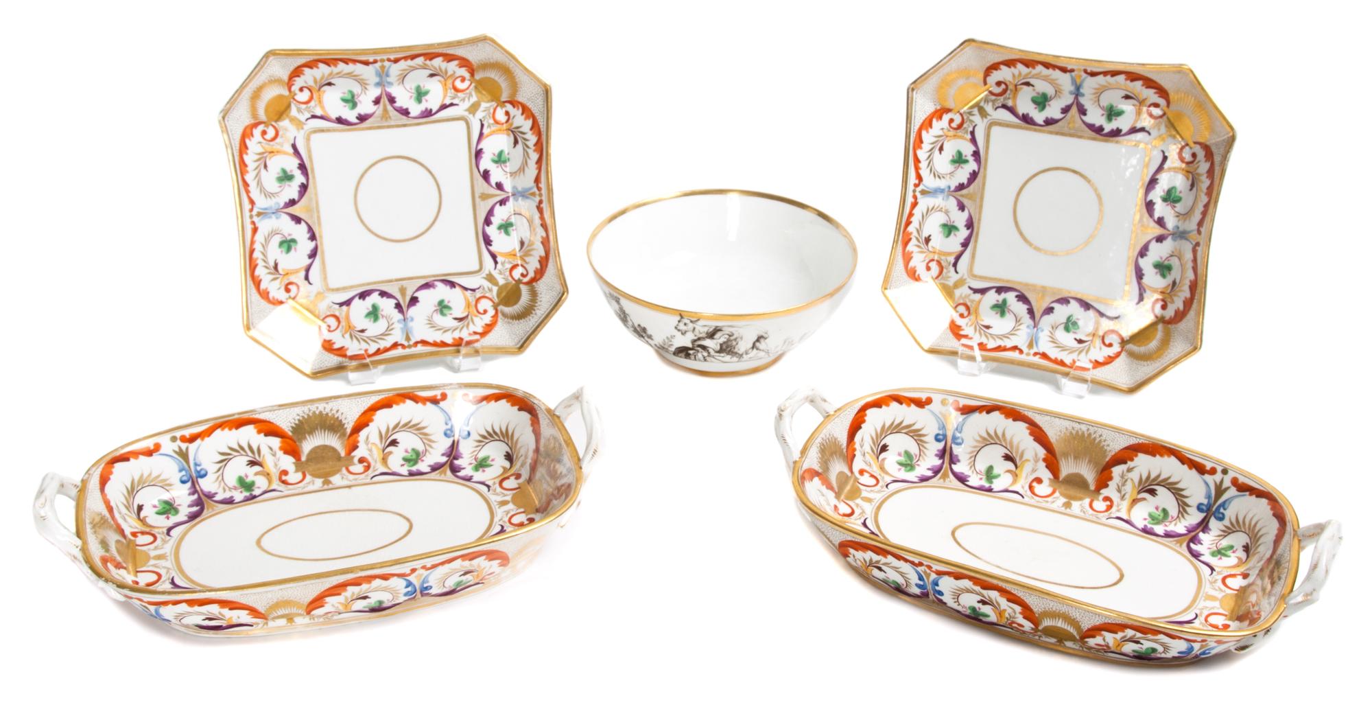 Five Pieces of Old Paris Porcelain Width of largest 12 1/4 inches. — 20TH CENTURY