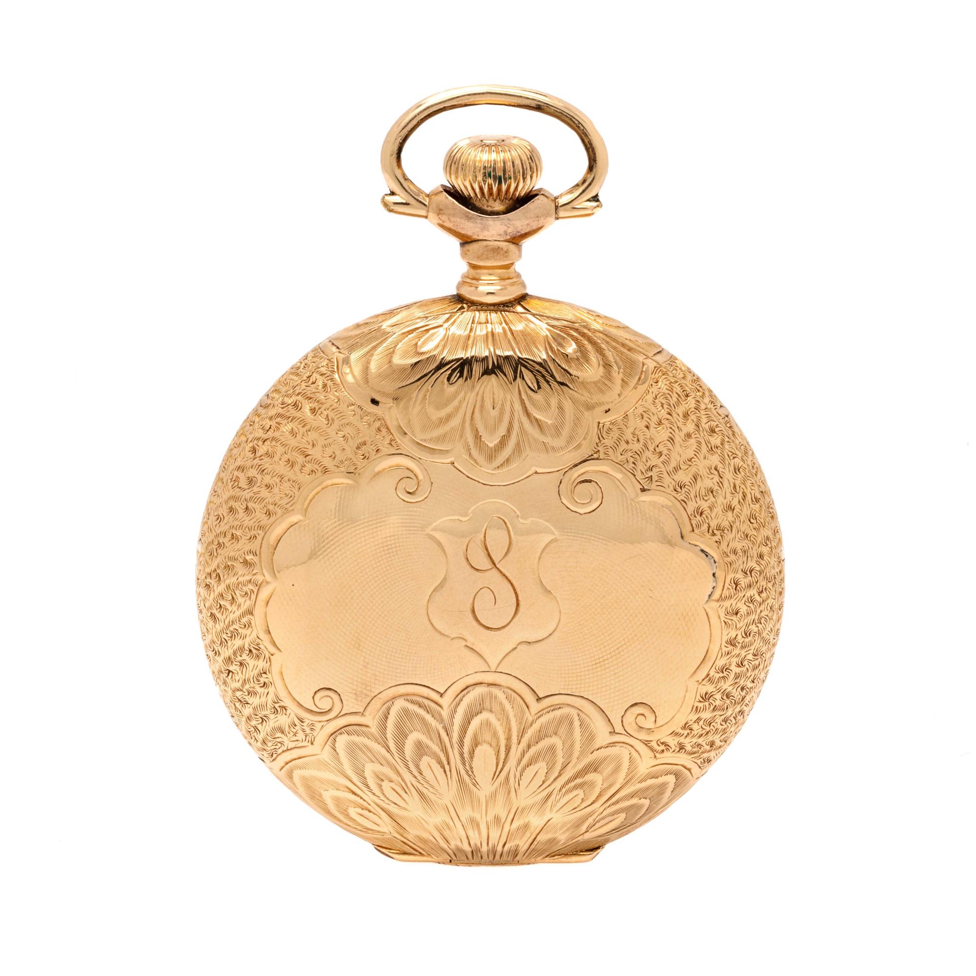 WALTHAM, 14K GOLD HUNTER CASE POCKET WATCH