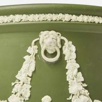 A Large Wedgwood Olive Green Dip Jasperware Jardiniere UK, circa 1900
