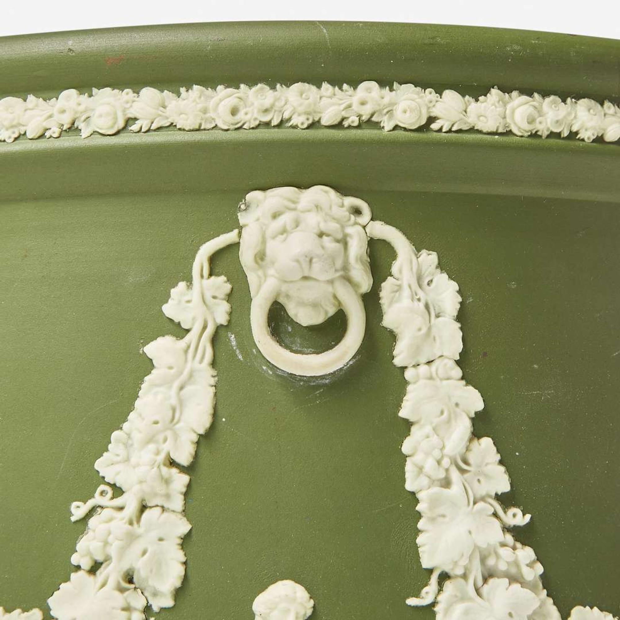 A Large Wedgwood Olive Green Dip Jasperware Jardiniere UK, circa 1900