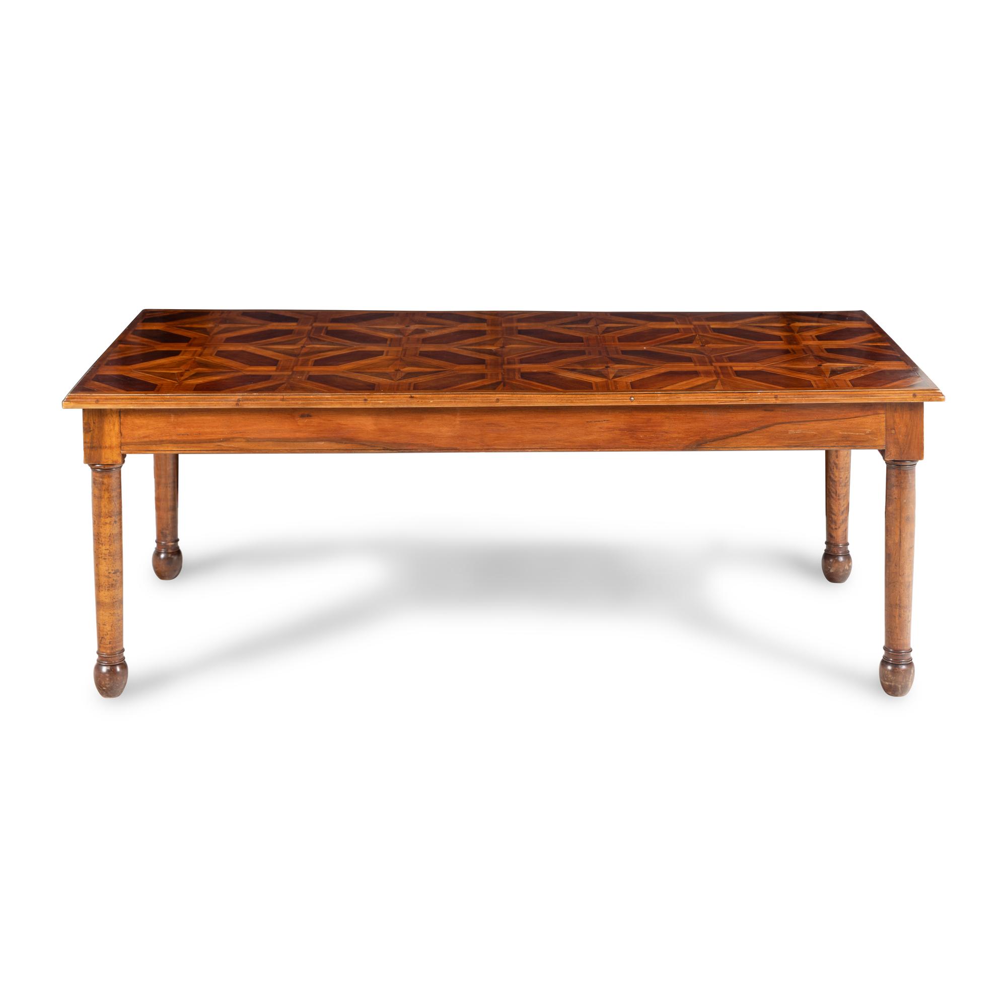 A Diminutive Neoclassical Style Parquetry Center Table