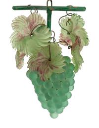 A Murano Glass Grape Cluster Pendant Fixture with Pâte de Verre Rosettes