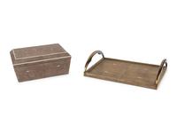 A R&Y Augousti Shagreen Jewelry Box and Tray
