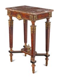 An Empire Style Gilt Bronze Mounted Walnut Marble-Top Table