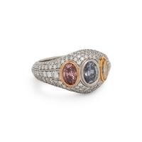 FANCY COLORED DIAMOND AND DIAMOND RING