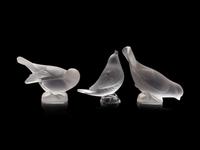 Three Lalique Bird Sculptures