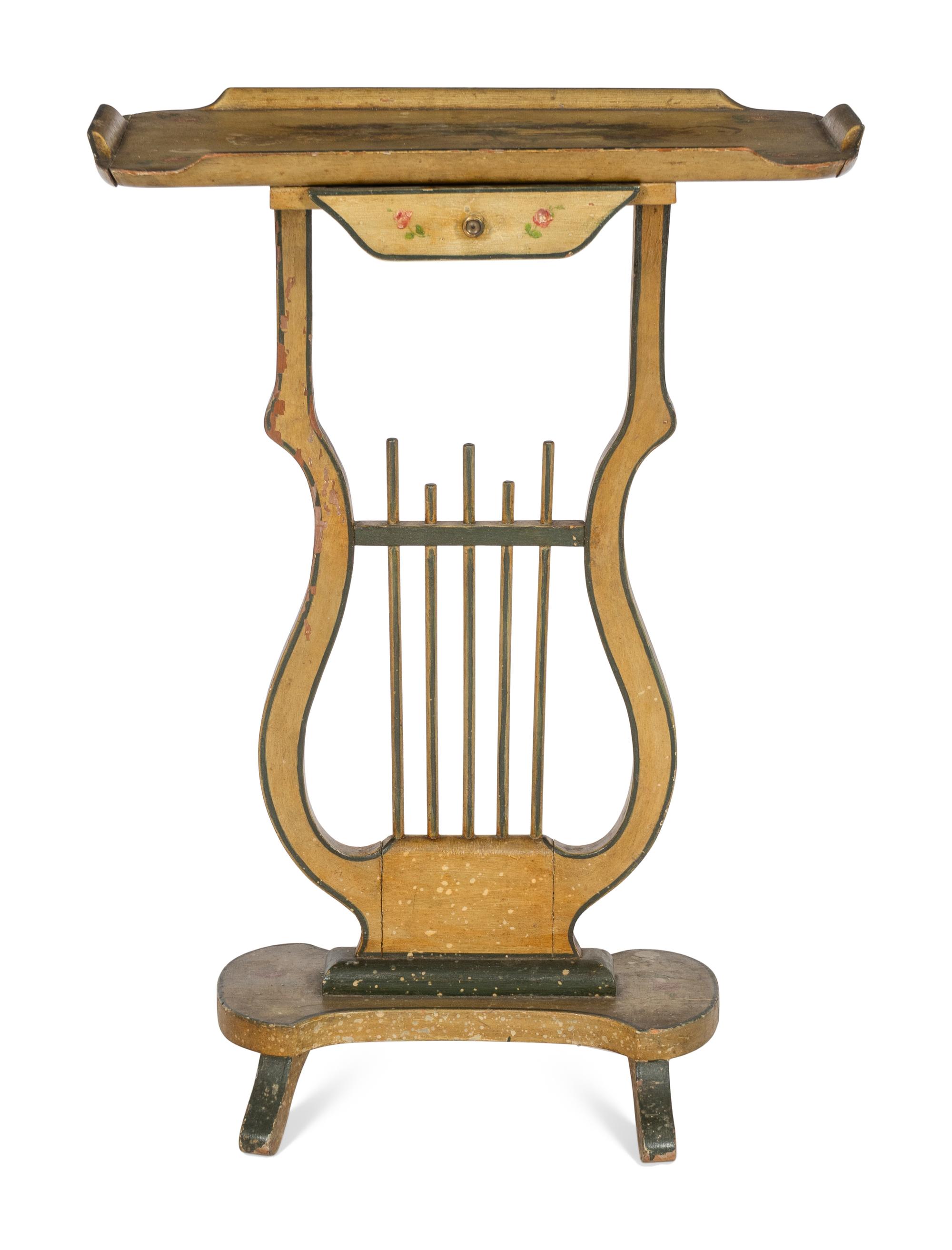 An Italian Lyre-Form Painted Tray Table