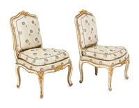 A Pair of Louis XV White-Painted and Parcel-Gilt Side Chairs