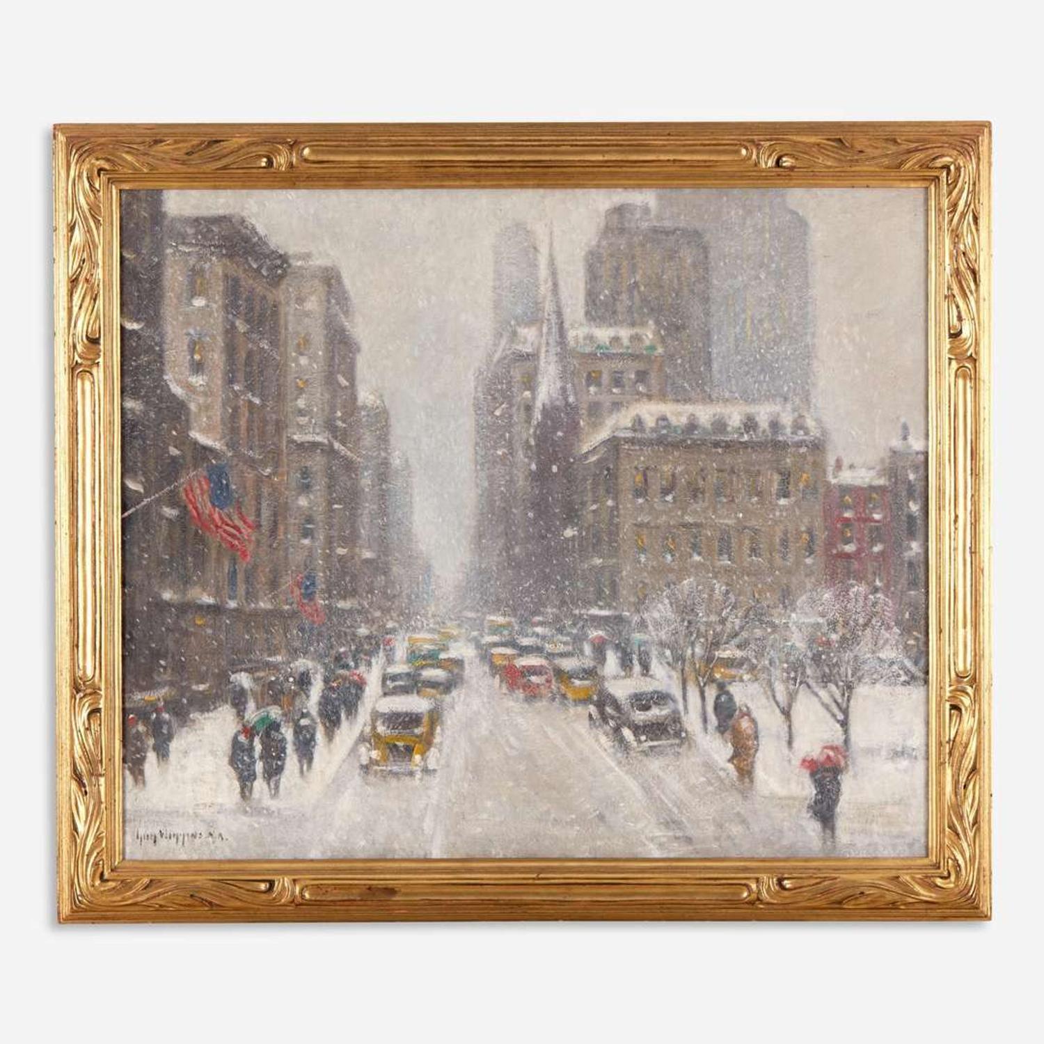 Guy Wiggins (American, 1883-1962) Winter from the Plaza, New York
