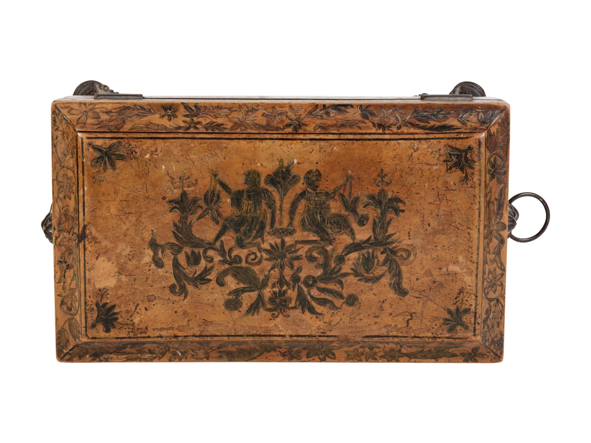 A George III Penwork Tea Caddy