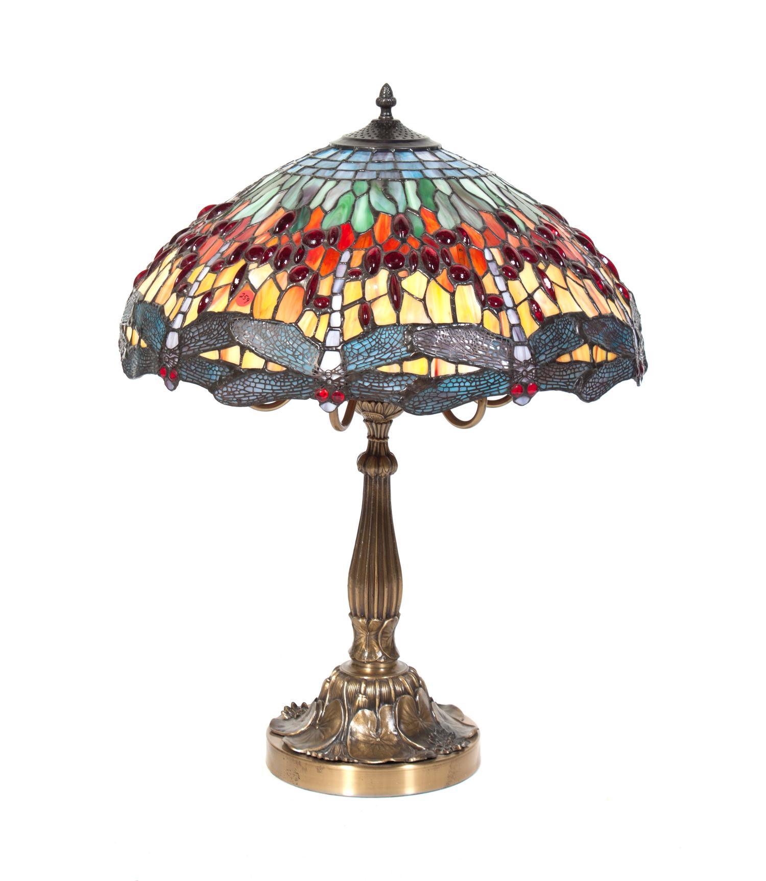 A Leaded Glass Table Lamp Height 27 1/2 inches. — SECOND HALF 20TH CENTURY