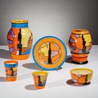 Clarice Cliff (English, 1899–1972) — Sunray pattern group of 6