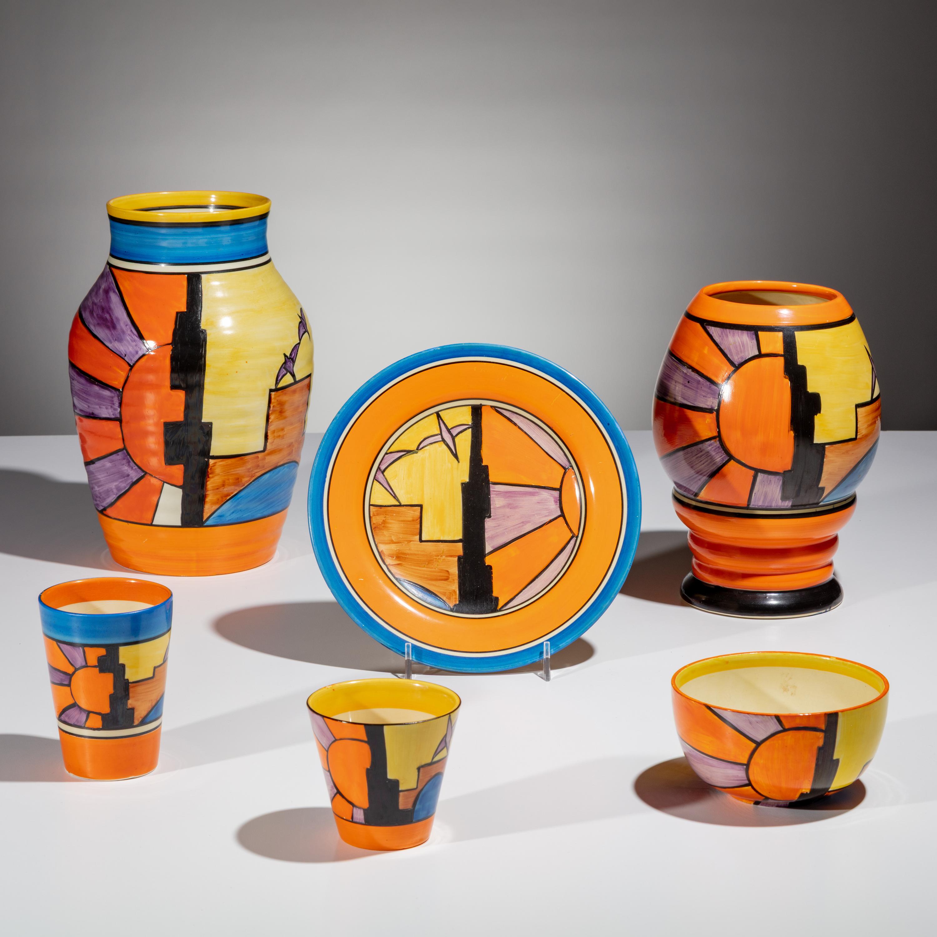 Clarice Cliff (English, 1899–1972) — Sunray pattern group of 6