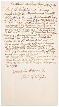 [CIVIL WAR] GILPIN, Levi L. (1844-1931). A group of 3 items identified to Corporal Levi L. Gilpin, 51st Ohio Volunteer Infantry, comprising: