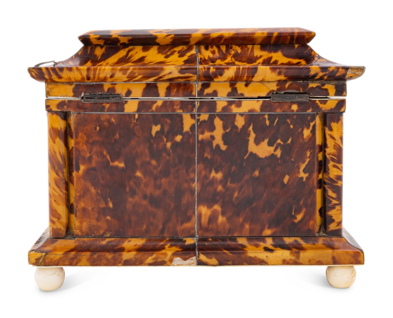 A Regency Tortoiseshell Tea Caddy
