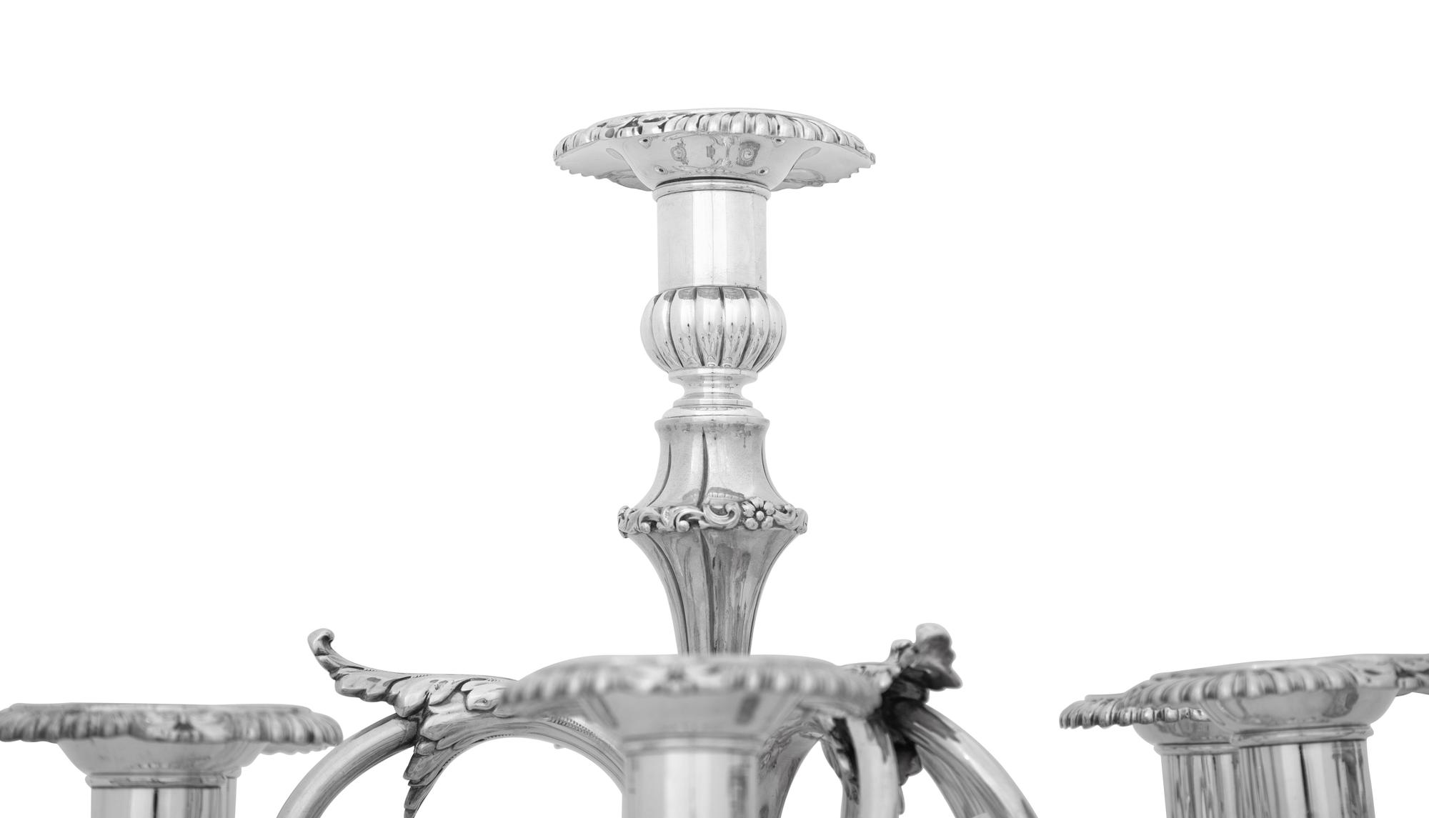 A Pair of Tiffany and Co. Silver-Plate Seven-Light Candelabra