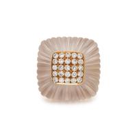 YELLOW GOLD, ROCK CRYSTAL AND DIAMOND RING