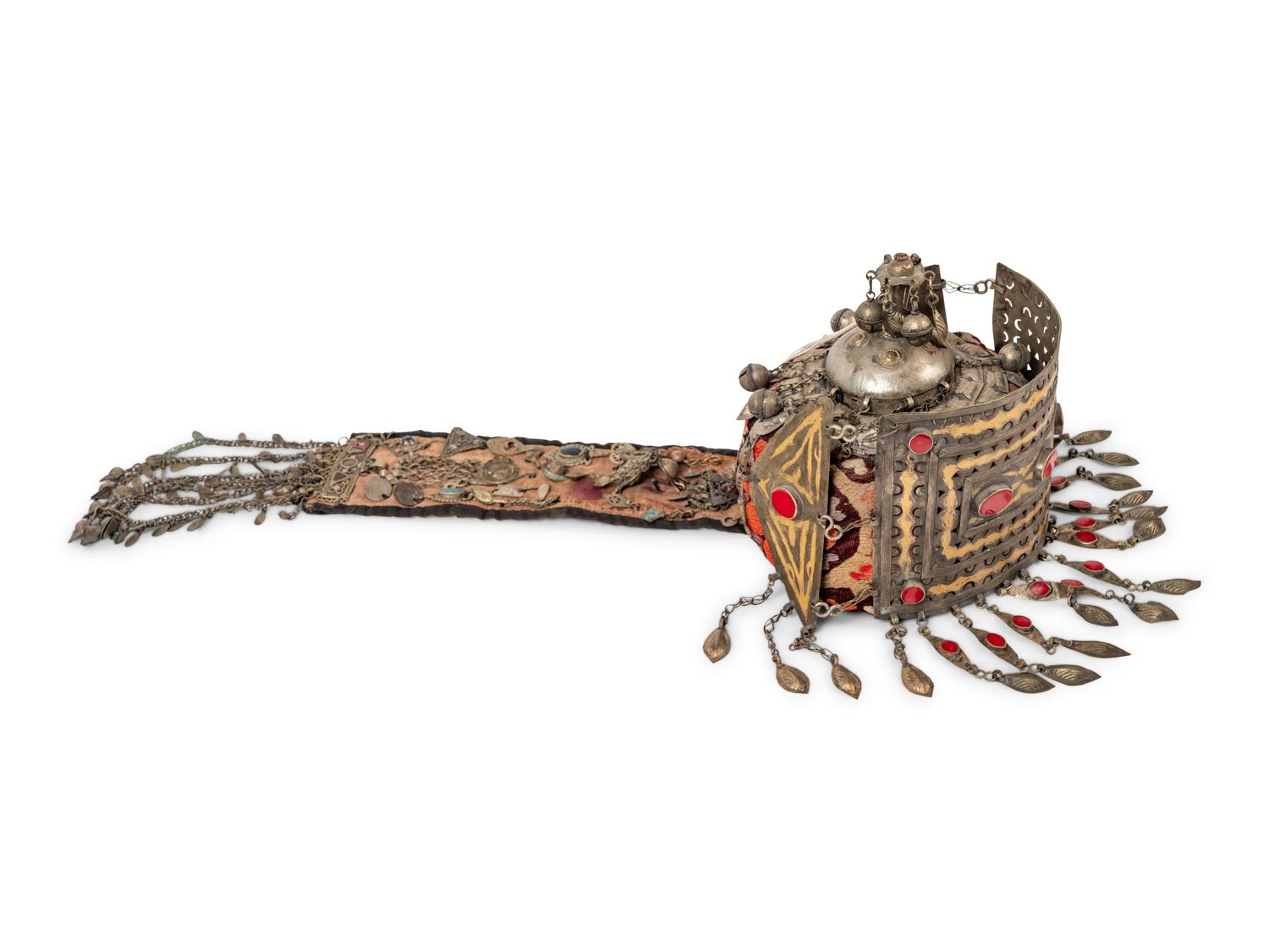 A Mongolian Silver Mounted Ceremonial Headdress