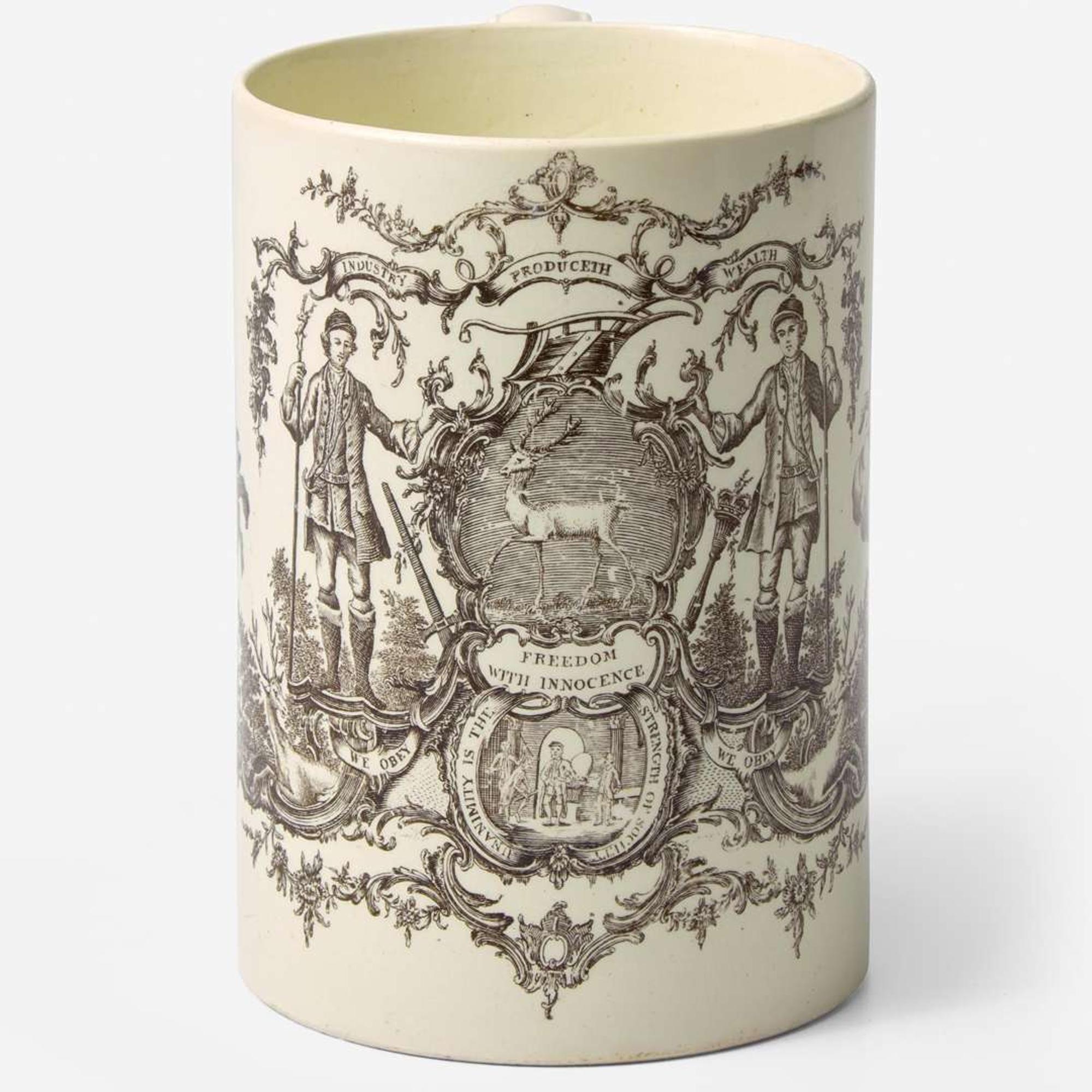 A Wedgwood Transfer-Printed Queensware Mug UK, 1760s