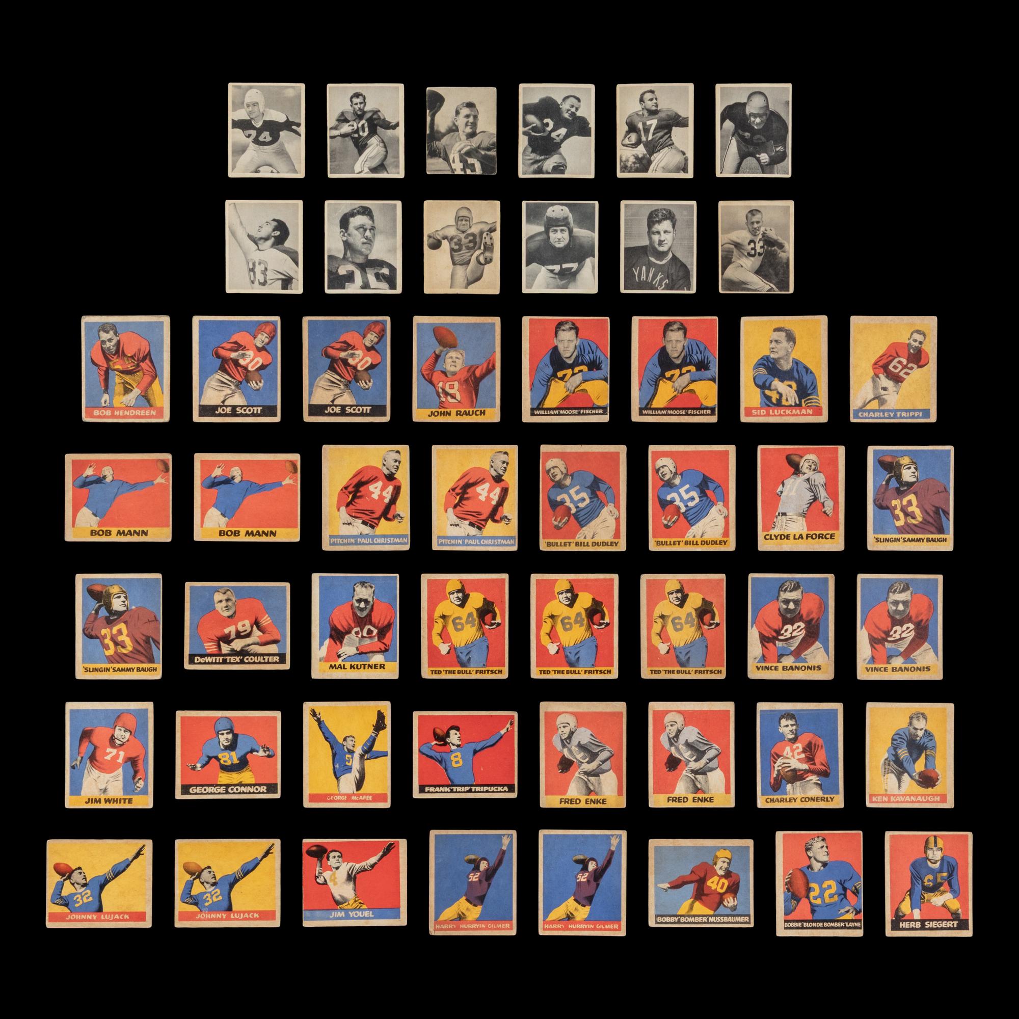 A Collection of 1948 and 1949 Leaf Football Cards Including Multiple Hall of Famers (66)