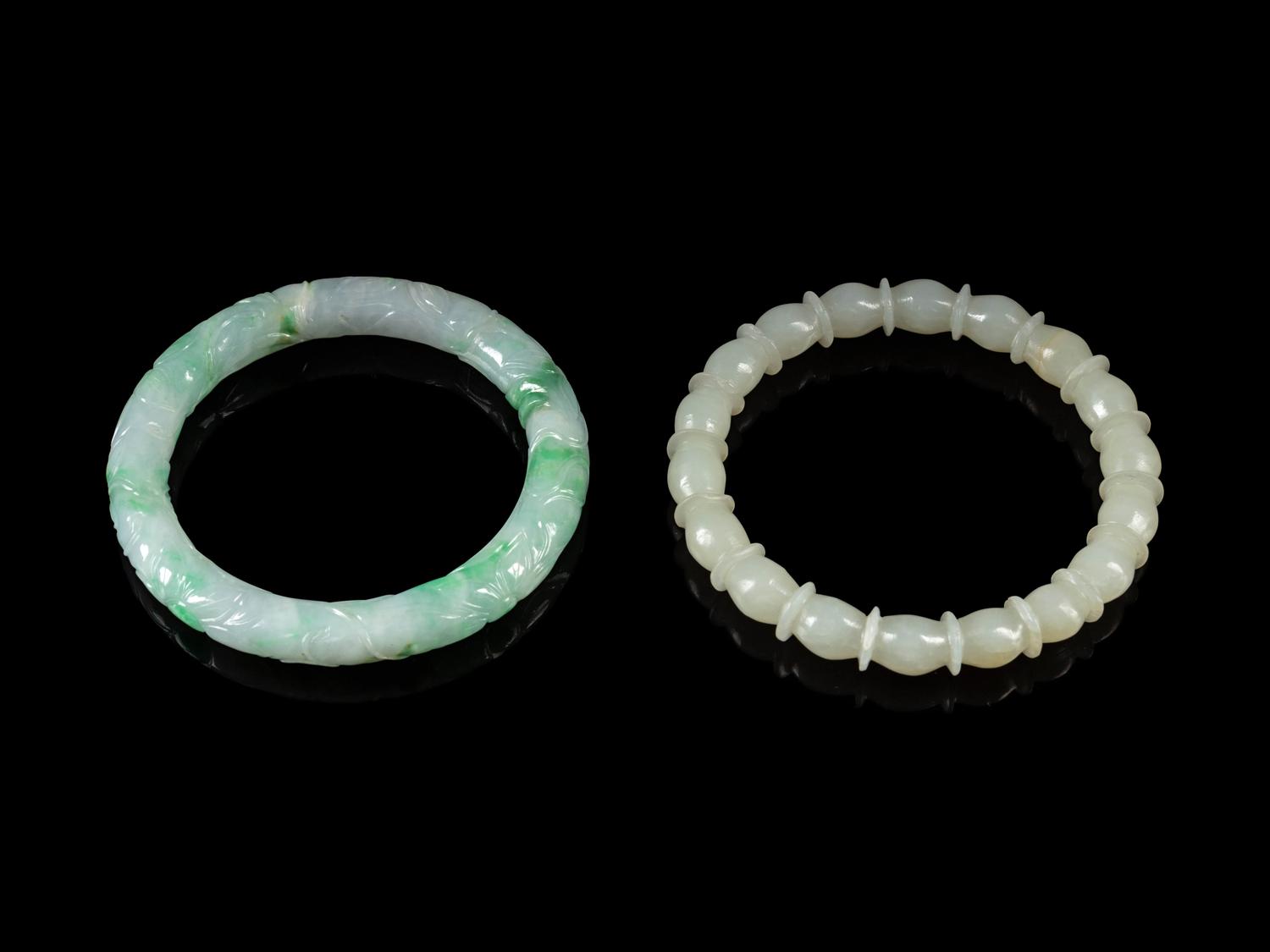 Two Jade and Jadeite Bangles